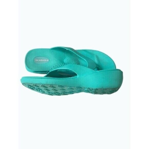 Okabashi Maui Aqua flip flops wedge Sandals comfort footwear M/ L 8 - Picture 4 of 6